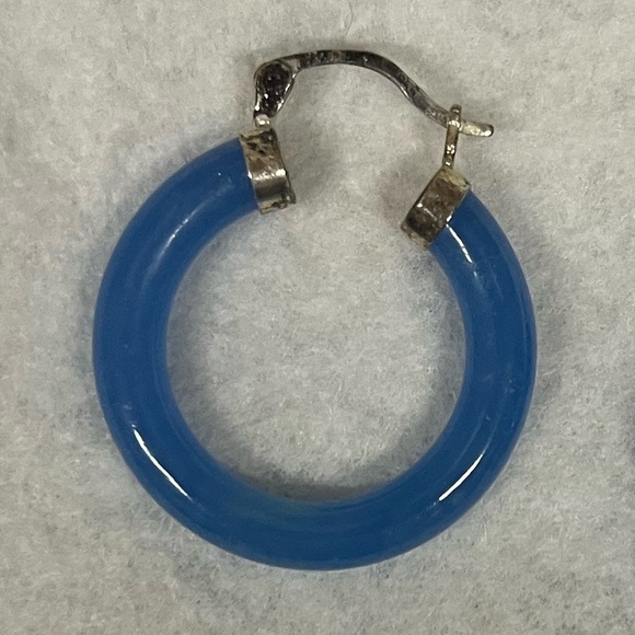 Blue Hoop Earrings - Picture 2 of 3